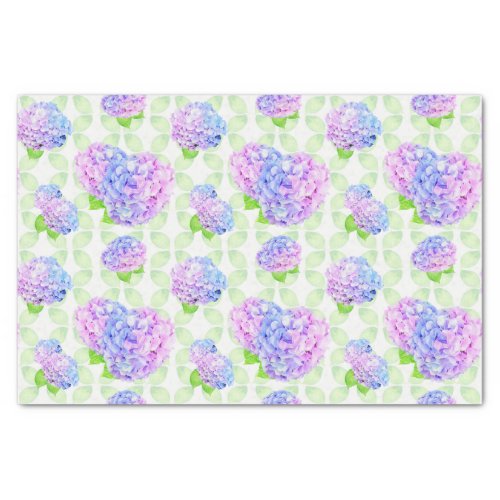 Hydrangeas in Watercolor Flowers and Leaves Tissue Tissue Paper