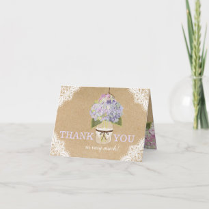 Hydrangeas Lace Kraft Rustic Modern Thank You Card