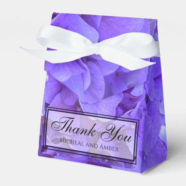 Hydrangeas Lavender lilac Favor Boxes (Front Side)
