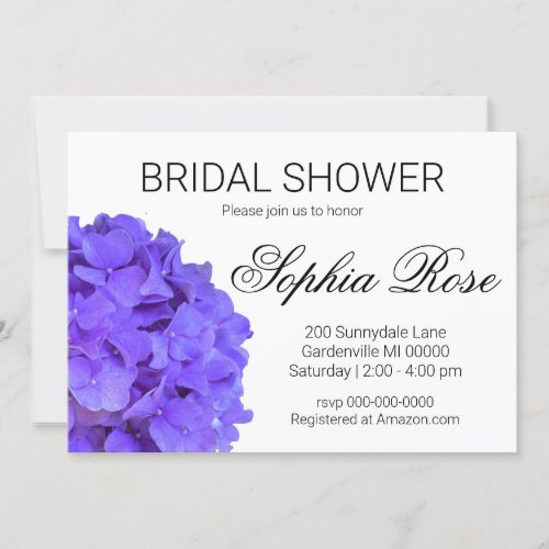 Hydrangeas Lavender lilac Invitation