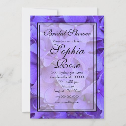 Hydrangeas Lavender lilac Invitation