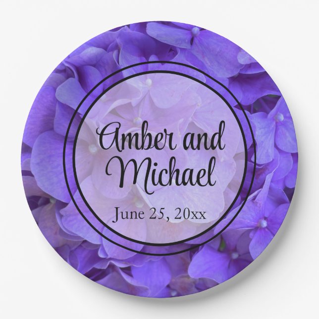 Hydrangeas Lavender lilac Paper Plates (Front)