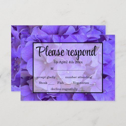 Hydrangeas Lavender lilac RSVP Card