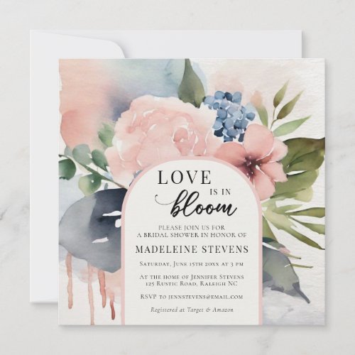 Hydrangeas Love Bloom Boho Arch Bold Bridal Shower Invitation