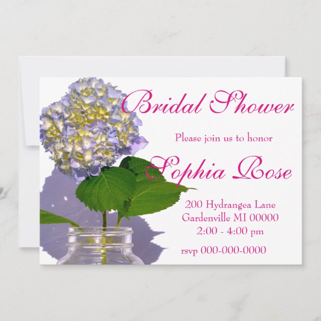 hydrangeas & mason jar invitation (Front)