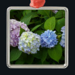 Hydrangeas Metal Ornament<br><div class="desc">Romantic beautiful blue purple pink hydrangeas- photograph by H Cooper</div>