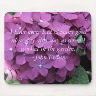 Hydrangeas Mousepad w/ Gardening quote