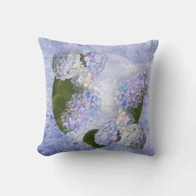 Hydrangeas Outdoor Pillow (Front)