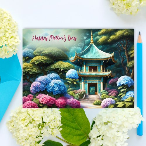 Hydrangeas Pagoda World Mothers Day Card