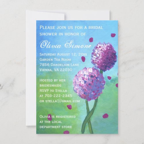 Hydrangeas Painting Bridal Shower Invitations