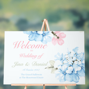 Hydrangeas Pastel Bloom Acrylic Sign
