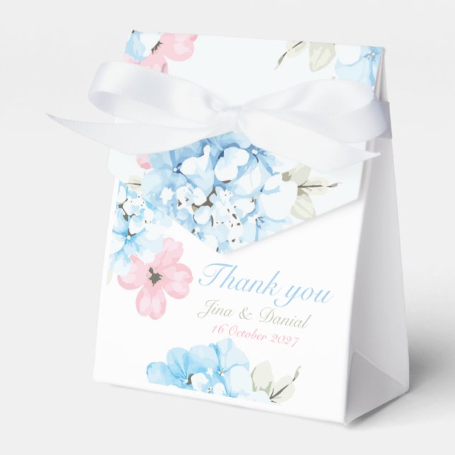 Hydrangeas Pastel Bloom Favor Boxes (Front Side)