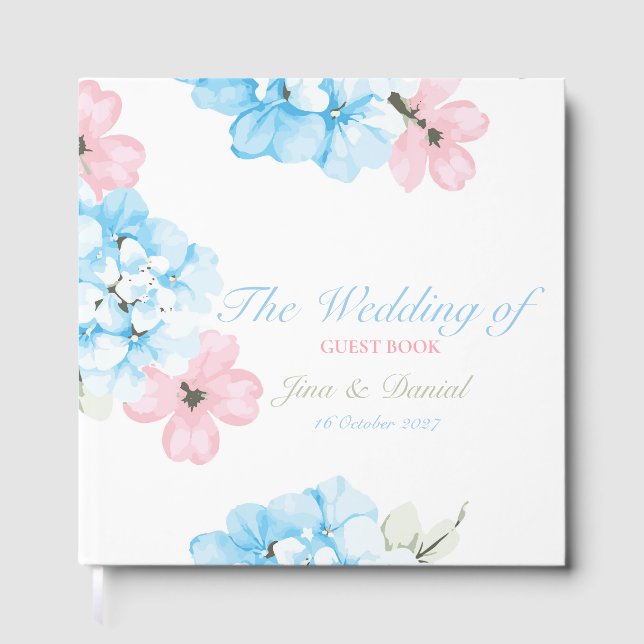 Hydrangeas Pastel Bloom Foil Guest Book (Front)