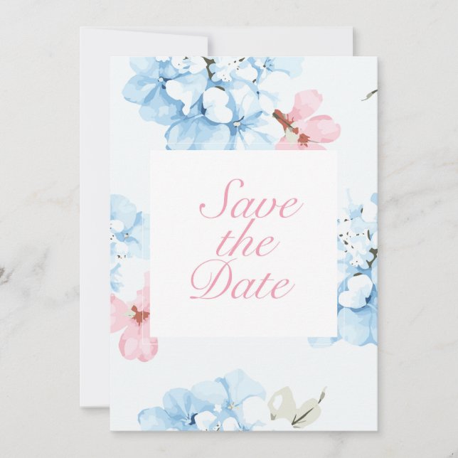 Hydrangeas Pastel Bloom Invitation (Front)