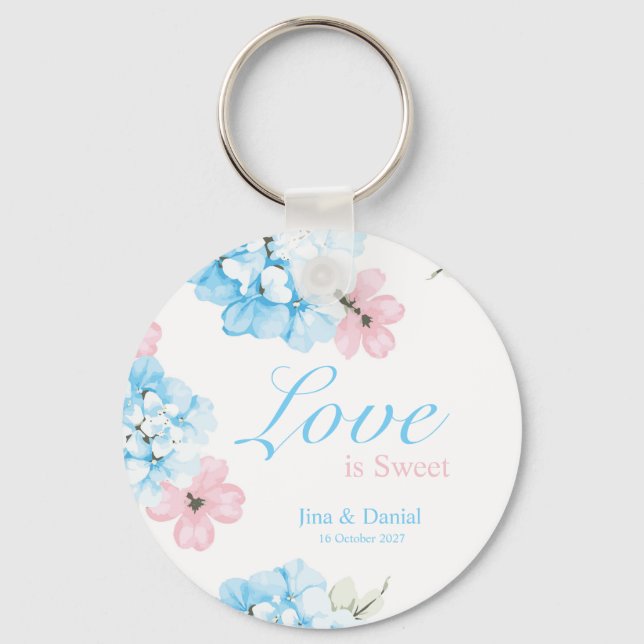 Hydrangeas Pastel Bloom Keychain (Front)