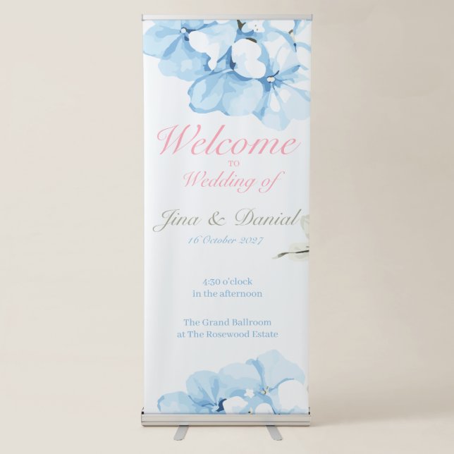 Hydrangeas Pastel Bloom Retractable Banner (Front)