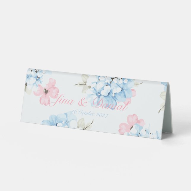 Hydrangeas Pastel Bloom Table Tent (Front)