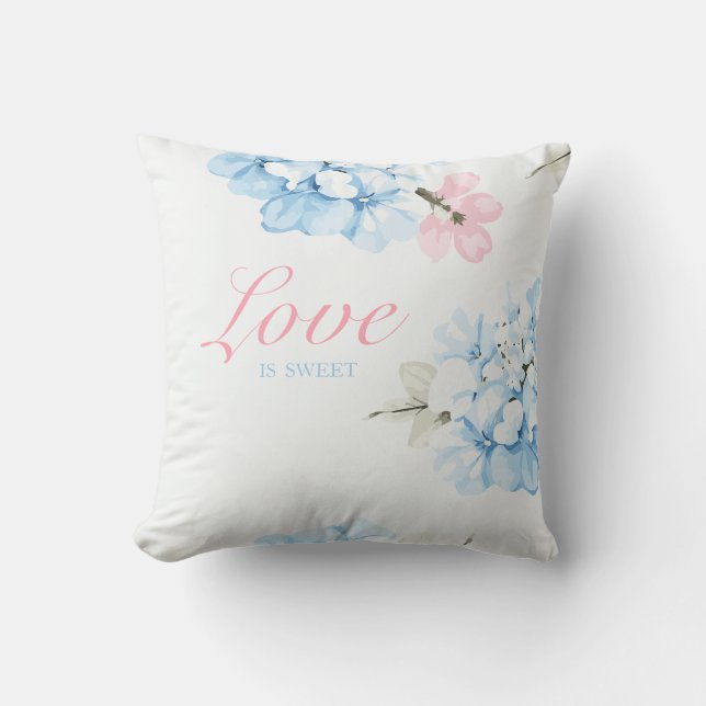 Hydrangeas Pastel Bloom Throw Pillow (Front)