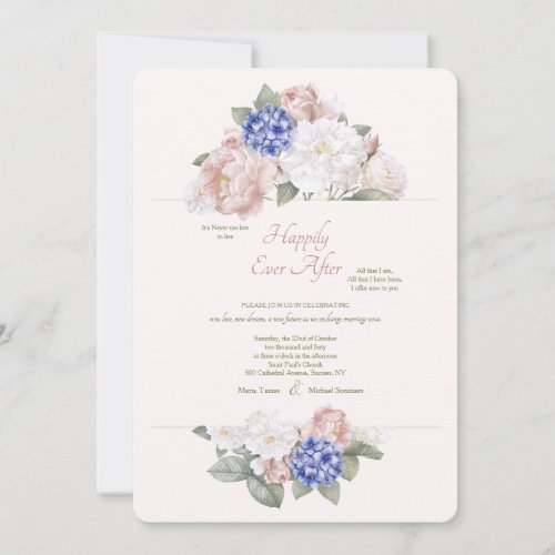 Hydrangeas Peonies and Roses Second Wedding  Invitation