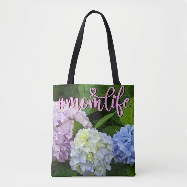 Hydrangeas pink flowers blue purple flowers Mom Tote Bag (Front)