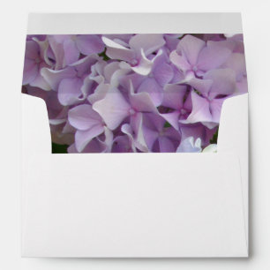 Hydrangeas, purple, pink, green envelope
