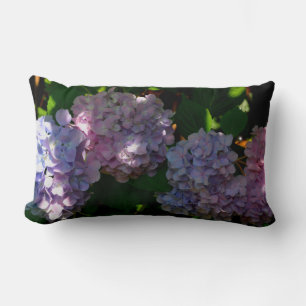 Hydrangeas romantic pink blue purple floral  lumbar pillow