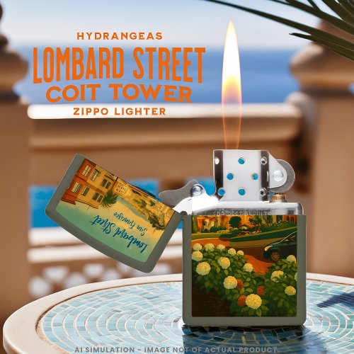Hydrangeas San Francisco Lombard Street Coit Tower Zippo Lighter