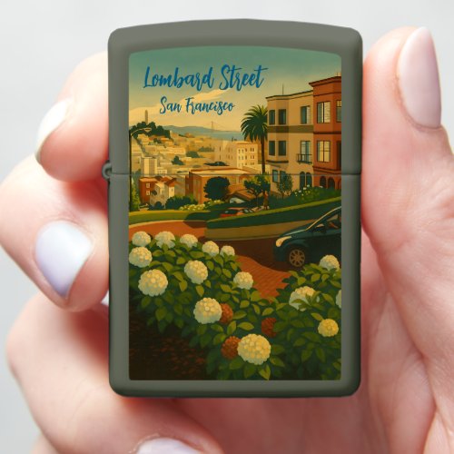 Hydrangeas San Francisco Lombard Street Coit Tower Zippo Lighter