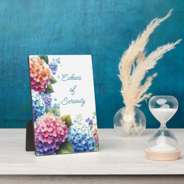 Hydrangeas Serenity Tabletop Plaque with Easel (Side)
