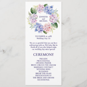 Hydrangeas Spring Flowers Wedding Program
