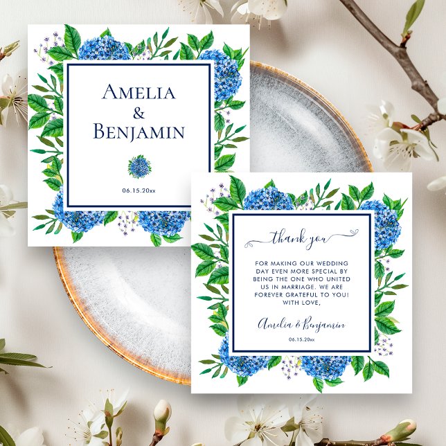 Hydrangeas Thank You Gift For Wedding Officiant Card (Front / Back)