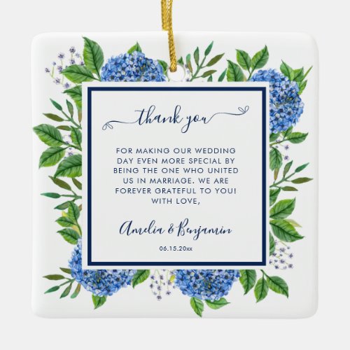 Hydrangeas Thank You Gift For Wedding Officiant Ceramic Ornament
