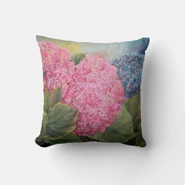 Hydrangeas Throw Pillow (Front)