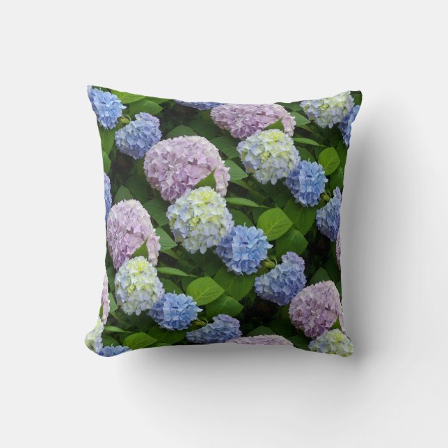 Hydrangeas Throw Pillow (Front)
