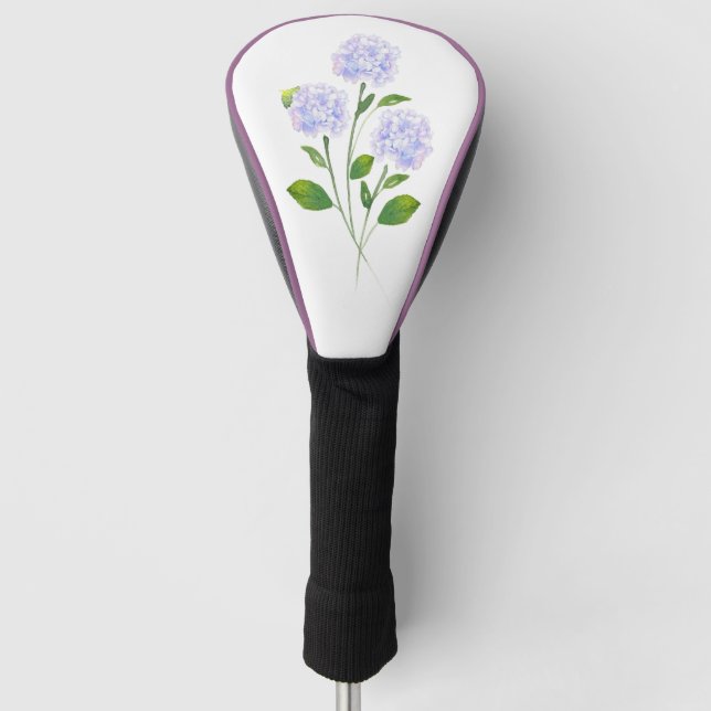 Hydrangeas Watercolor Floral Stems Golf Head Cover (Front)