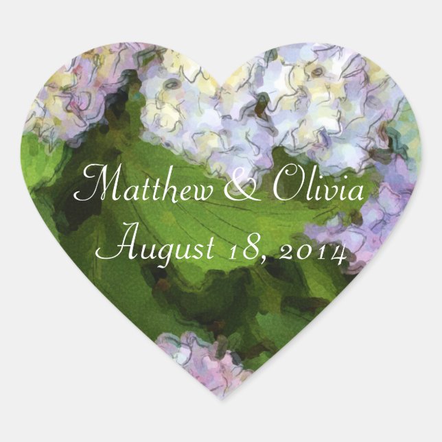 Hydrangeas Watercolor Heart Stickers (Front)
