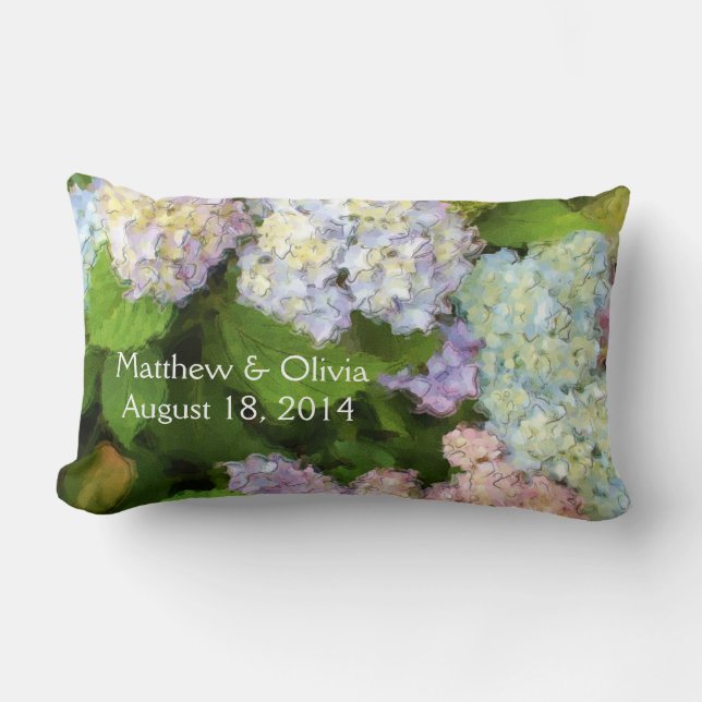 Hydrangeas Watercolor Pillow (Front)