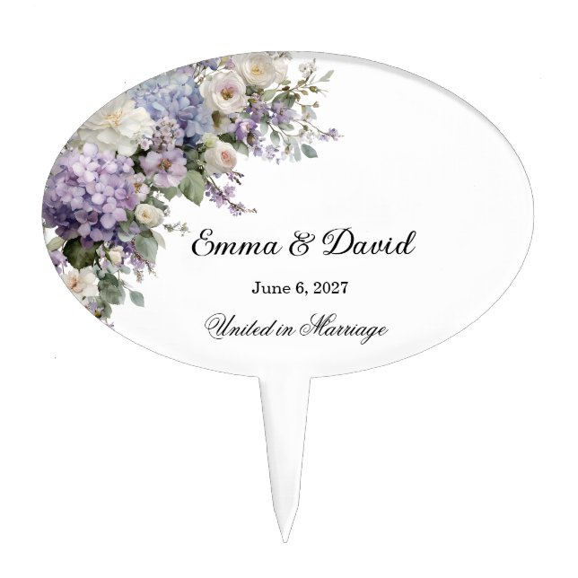 Hydrangeas Wedding Cake Topper (Front)