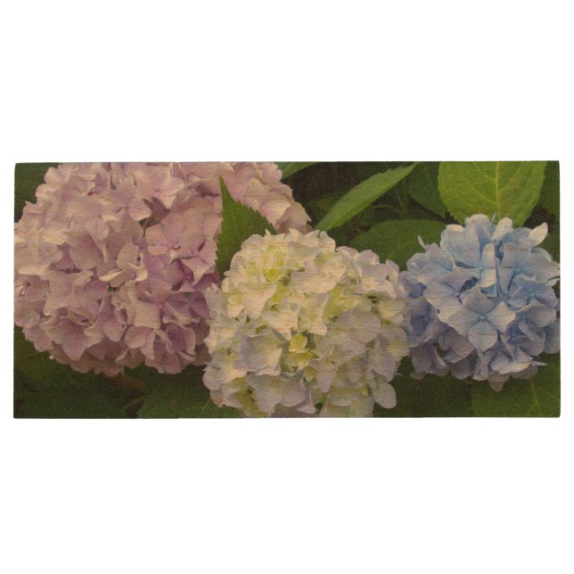 Hydrangeas Wood USB Flash Drive (Back)