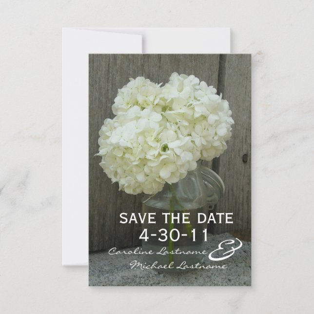 Hydranges & Barnwood Wedding Save The Date (Front)