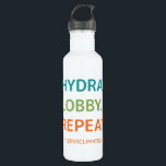 Hydrate Lobby Repeat Water Bottle<br><div class="desc">Hydrate Lobby Repeat Water Bottle Stay hydrated and spread the word about your planet-saving hobby - lobbying - with this ‘Hydrate Lobby Repeat’ water bottle.Most people worry about climate change, but they don’t know what to do. The answer? Lobbying. When citizens organize and contact their elected lobby for the good...</div>
