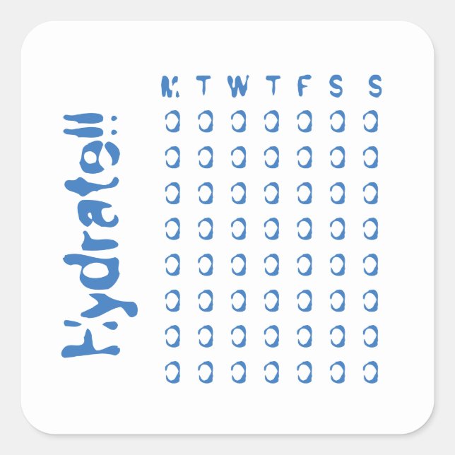 Hydrate - weekly water intake tracker square sticker (Front)