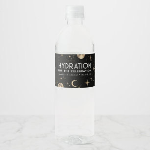 Hydration for the Celebration - Celestial Black Water Bottle Label