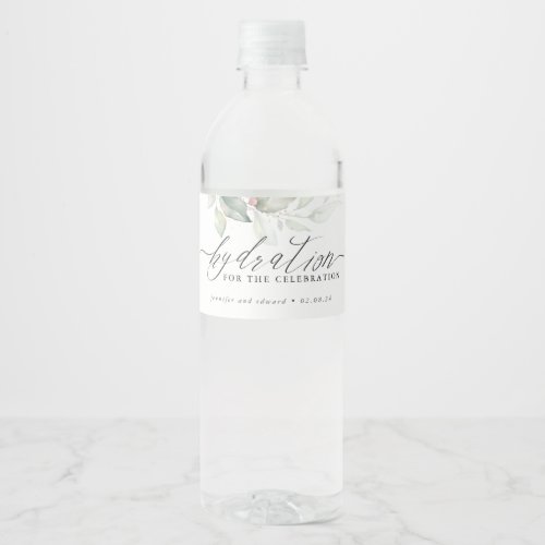 Hydration for the Celebration _ Greenery Wedding Water Bottle Label