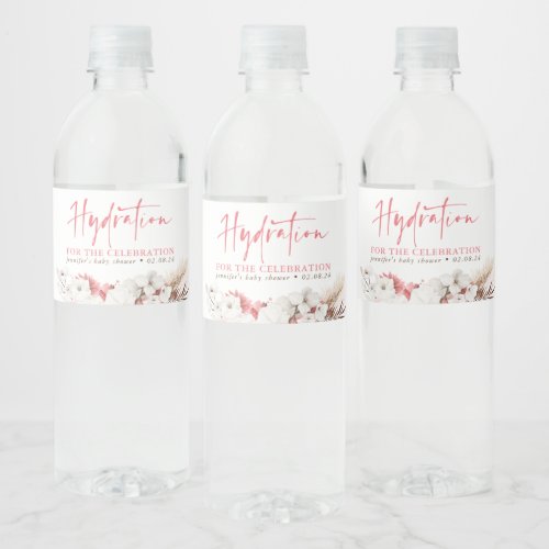 Hydration for the Celebration _ Pink Floral Water Bottle Label