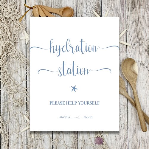 Hydration Station Blue Ocean Send Off wedding Pedestal Sign