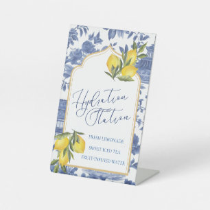Hydration Station- Lemon Chic-tique Chinoiserie Pedestal Sign