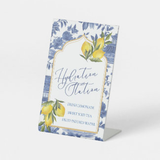 Hydration Station- Lemon Chic-tique Chinoiserie Pedestal Sign