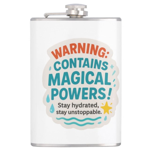 Hydration Warning Sticker Flask (Front)