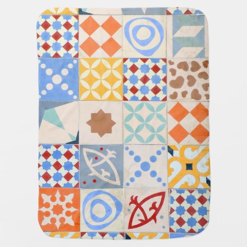 Hydraulic Cement Mosaic Tile Trend Baby Blanket